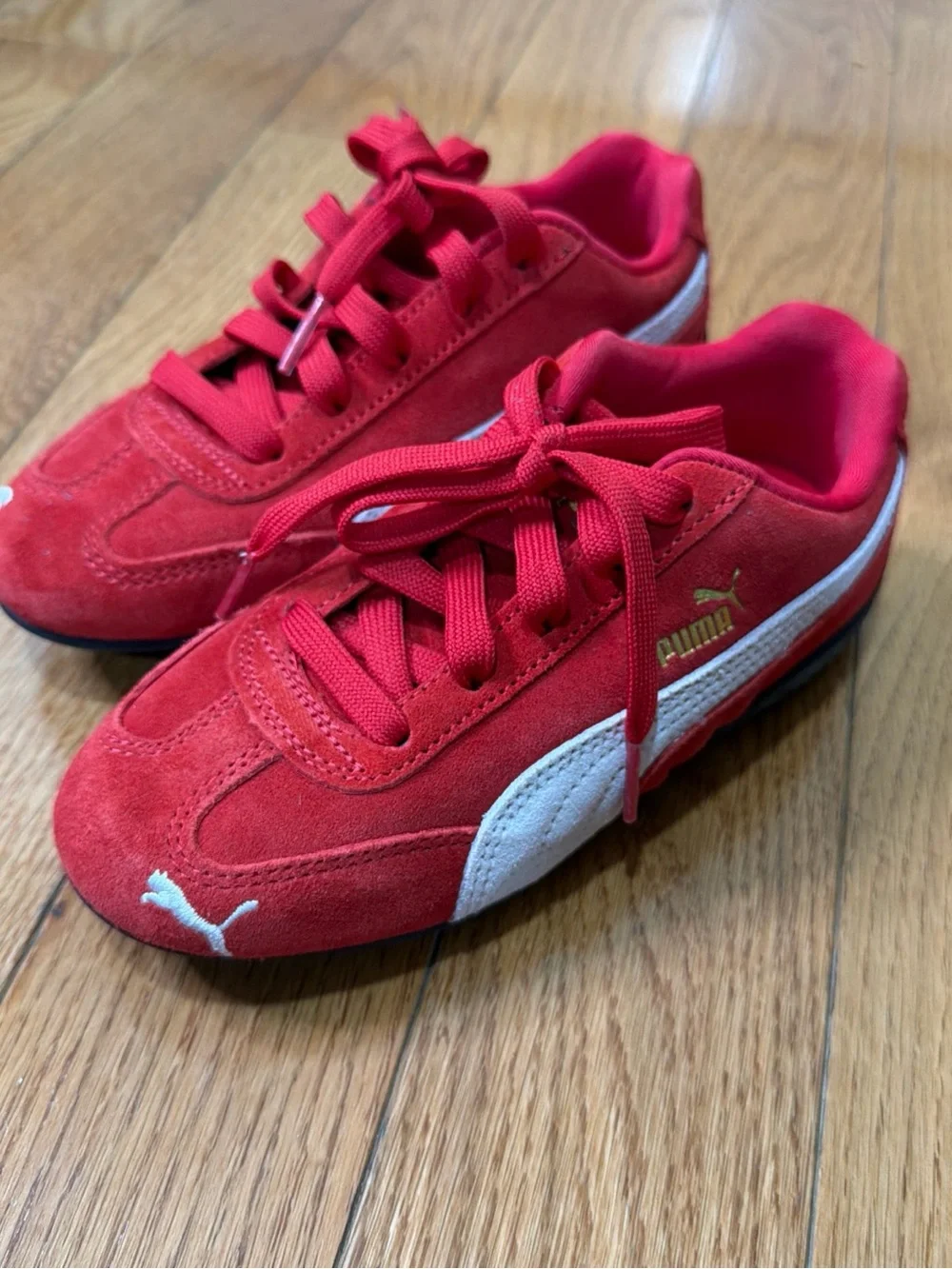 Kid Size 1C PUMA Speedcat OG Athletic Shoe -Red / White.